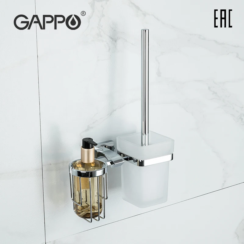 luxury toilet brush holder with glass cups and air freshener basket G0710-1