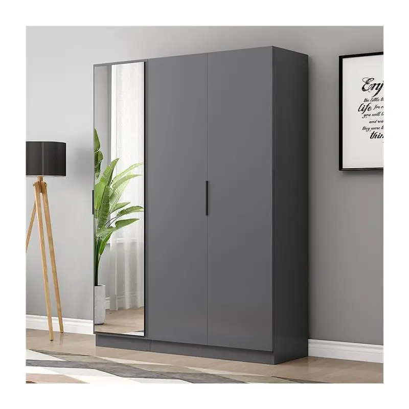 grey wood white bedroom mirror wardrobes clothes cabinet cupboard  Furniture New Design Wooden Glass Door Swing