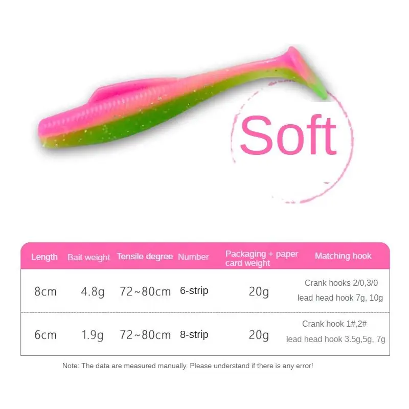New 6cm 8cm 10cm Paddle Tail TPE luminous colorful pike bass floating Minnowz fishing lures soft plastic TPR Bait