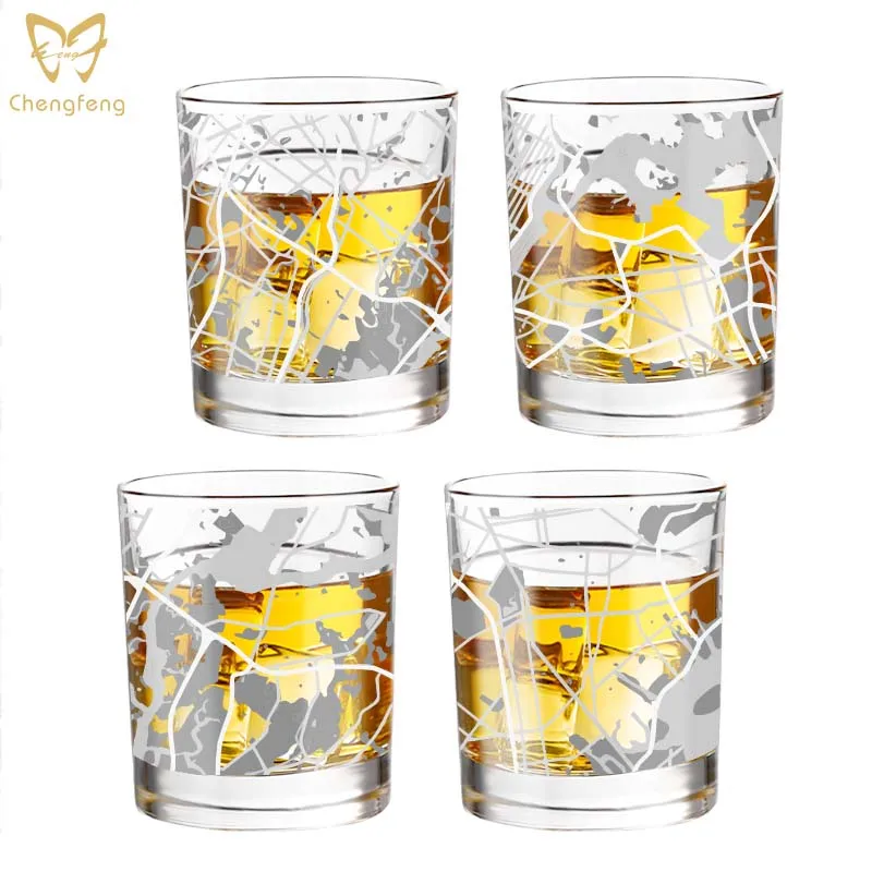 Old Fashioned Whiskey Glass - 300ml Crystal Glasses Square White Spirits Cups Wine Home Bar Drinkware Custom logo Whiskey glass