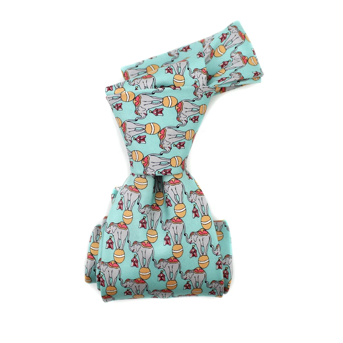 China Wholesale Personalized Custom Printed Silk Necktie Circus Nice Design Teal Mens 8cm Elephant Tie Fab Animal Print Tie