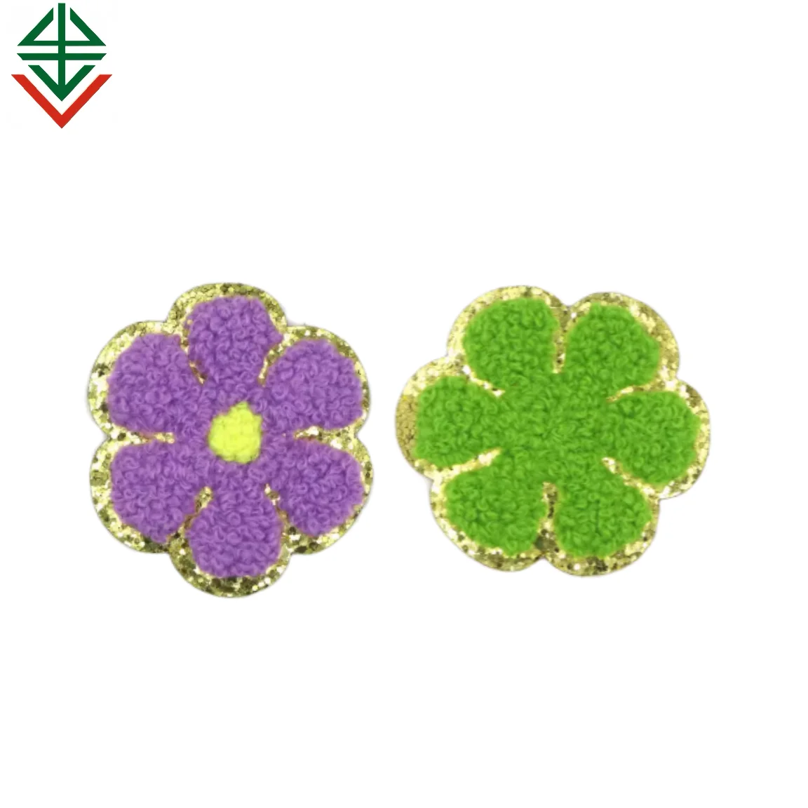 Golden Edge Round Cloth Decoration Cheer Chenille Patches Self Adhesive Cute Large Chenille Patches