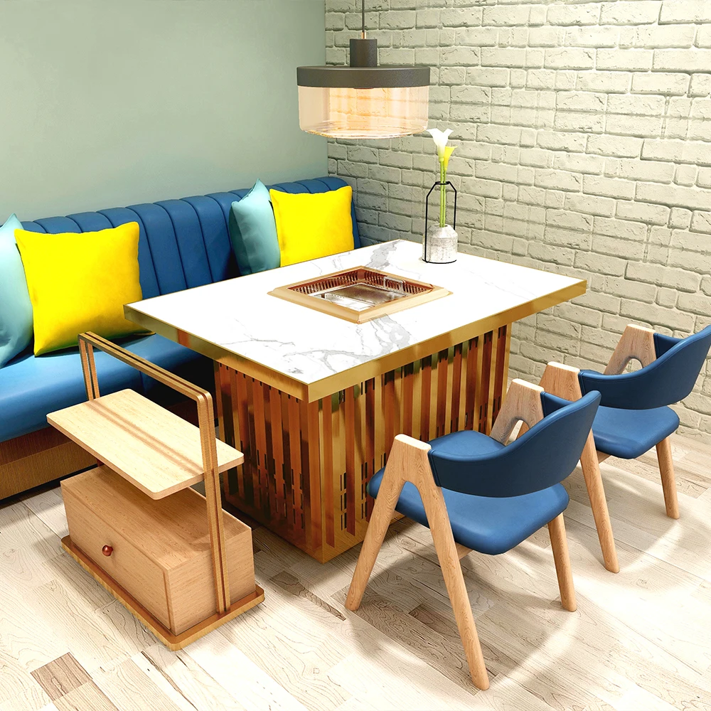 Китайский производитель 4 сидения для уменьшения используется нержавеющая сталь металлическая основа Ресторан горячий горшок обеденный стол