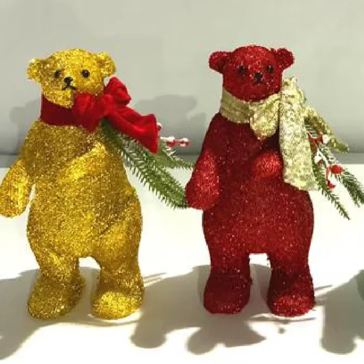 Декоративный Настольный Декор Navidad разноцветные огни маленькая игрушка плюшевый мишка белые полярные медведи рождественские украшения со светодиодами