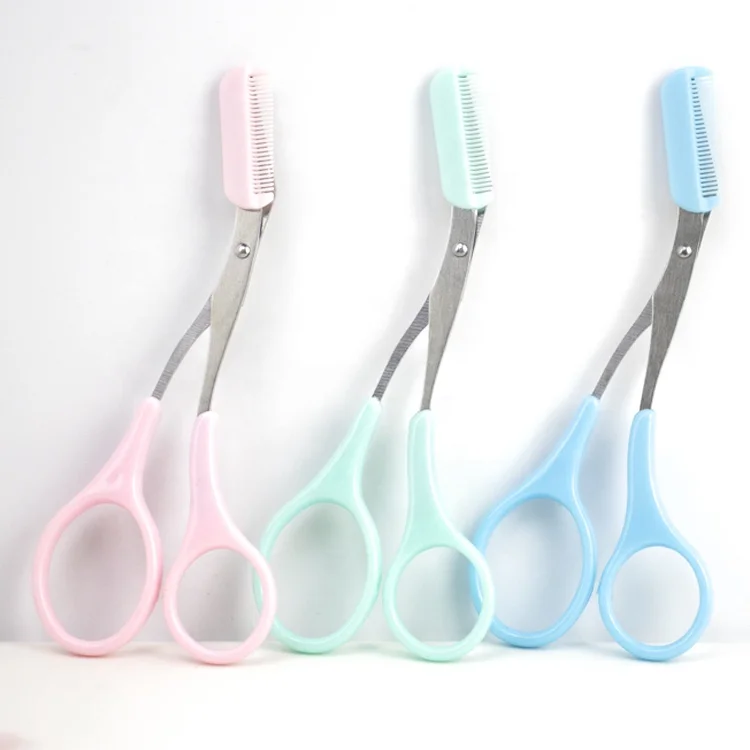 Hot Selling Beauty Care Tools Lash Eyelash Eyebrow Beauty Scissors Trim Guide Comb Stainless Steel OEM Logo Packing