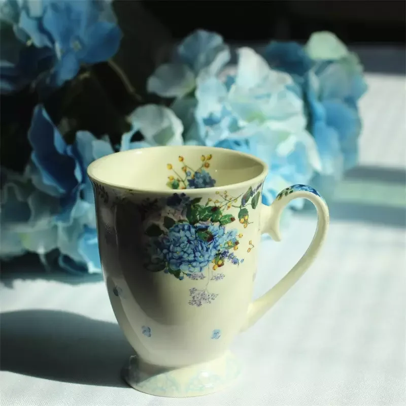350ml Porcelain Footed Mug Assorted with Gold Trim Floral Mugs Porcelain Bone China Tea Mug