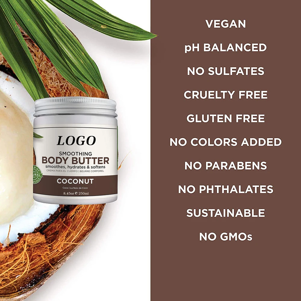 Hanlinger Private Label 250ml Organic hydrating moisturizing Colorful Vegan Coconut Milk Whipped Shea Body Butter