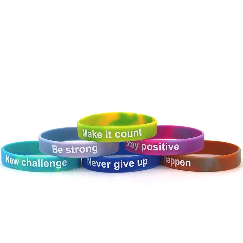 Custom mixed colours wrist band glowing bracelet silicone wristbands printing logo sports silicone bracelet men
