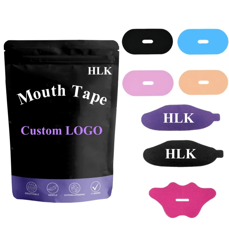 HLK Better Sleeping Bamboo Silk Cotton Premium Lavender Scented Sleep Snoring Mouth Strips Tape Mouthtape With Hole Sleeping