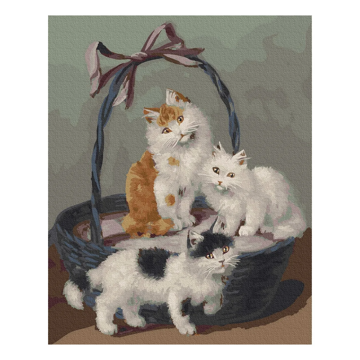 Cat decoration painting in the basket, DIY painting for adults, 40*50 still life animal home art painting by numbers