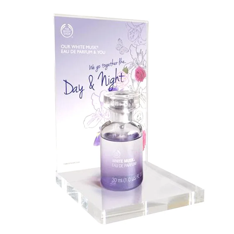 Factory Customized LED light color mixing HD advertising picture video advertising play acrylic perfume display shelf