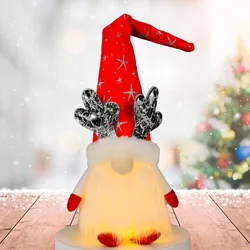 New Christmas Santa Elk Faceless Dolls Antlers Gnome With Lights Sitting Luminous Dwarf Elf Christmas Garden Decor Ornaments