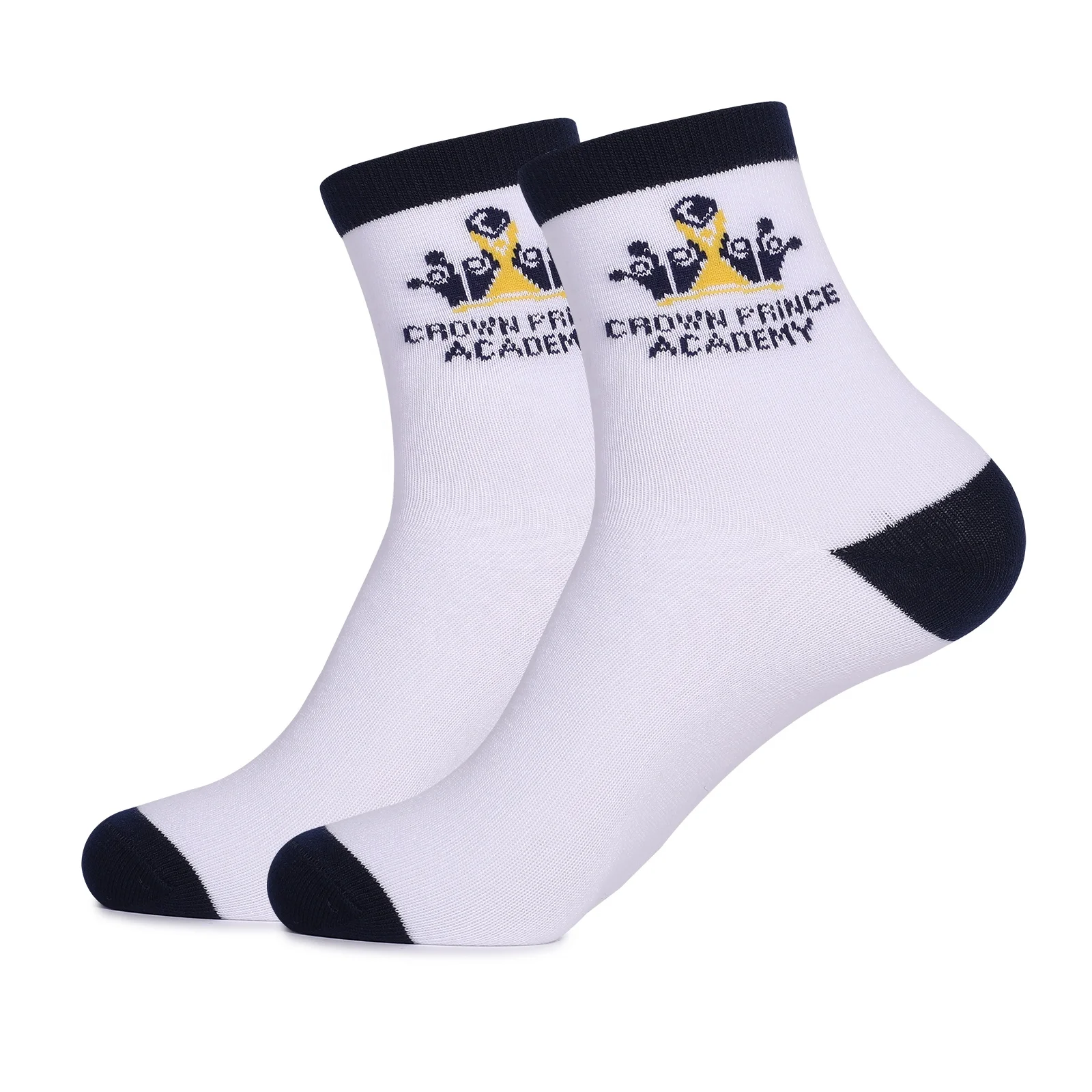 Custom Logo Socks Factory Wholesales Custom 100%cotton White Uniform School Student Socks Secondary School Socks