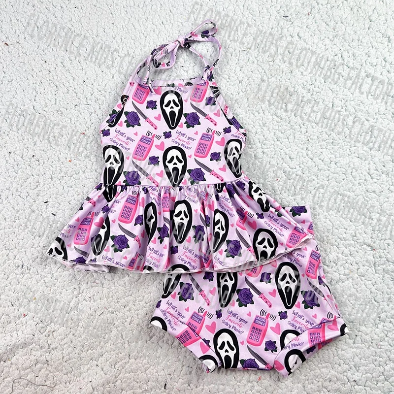 DH ODM western kids bat mesh sleeve casual halloween tee shirt girl t shirts with designs