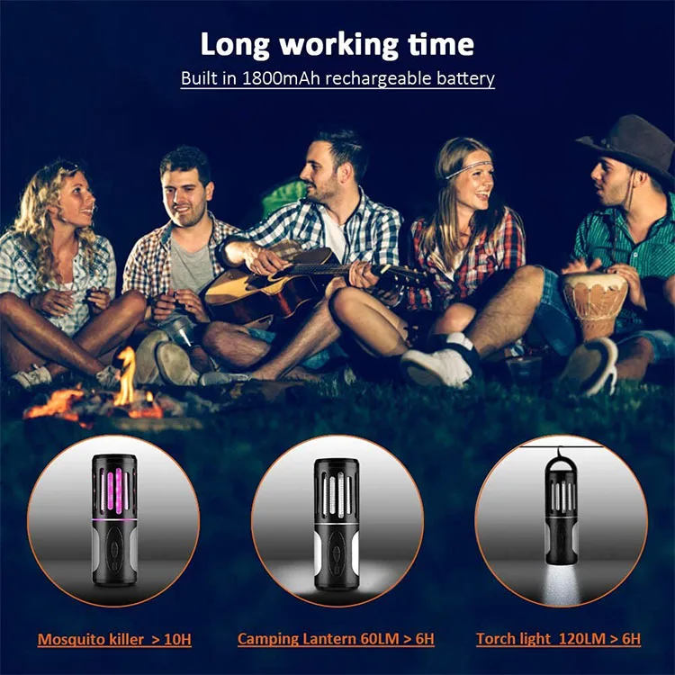 
Outdoor Camping Hiking Waterproof Rechargeable Plastic Repellent Electric Led USB Mosquito Killer Light Lamp 
