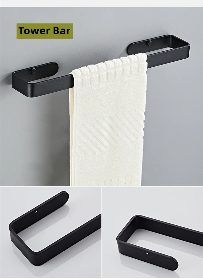 5 pieces Sets :alumimum Black Bathroom Hardware Set Towel Bar Wall Mounted Bathroom Accessories Set