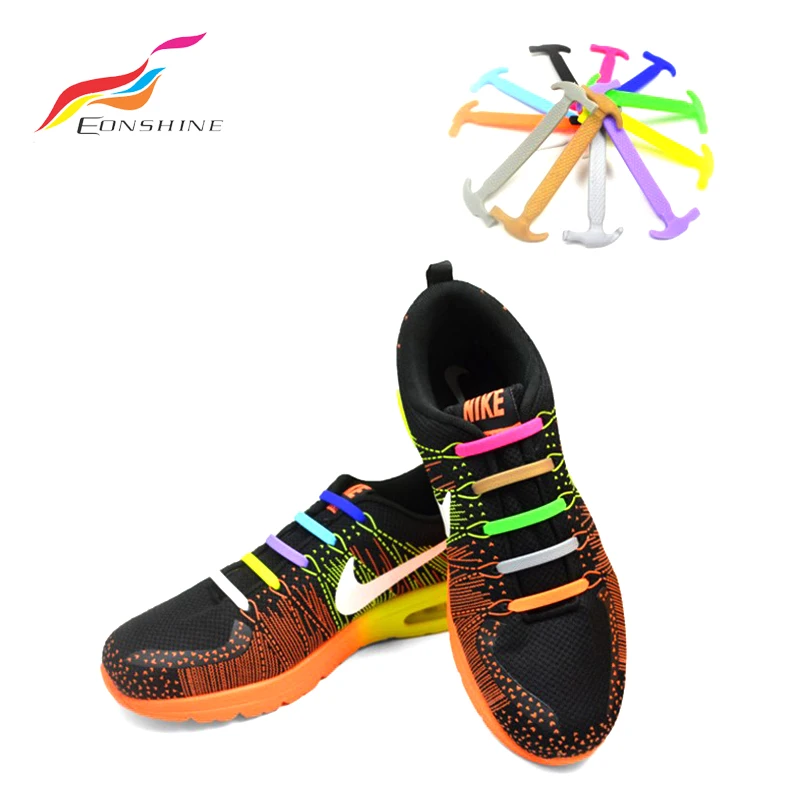 8+8 Elastische Unisex Waterproof Stretchy Silicone Tieless Running Shoe Laces with Packaging