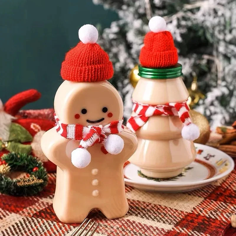 Christmas Bottles Gingerbread Man Bottle Party Candy Jar Juice Drink Bottle Xmas Plastic Kettle Kids Gift Christmas Decor