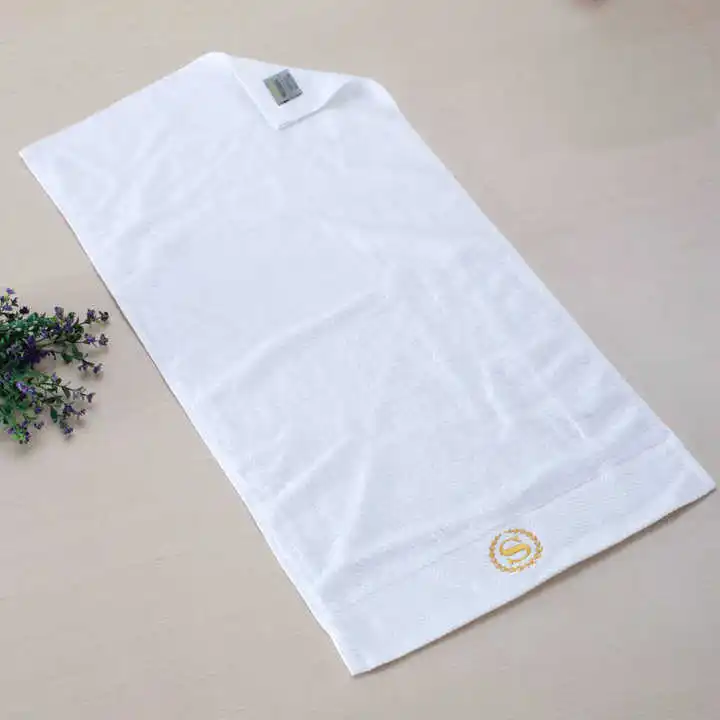 Customized Embroidered Logo White Spa 100% Cotton Terry Luxury Bath Towel Sets for Hotel