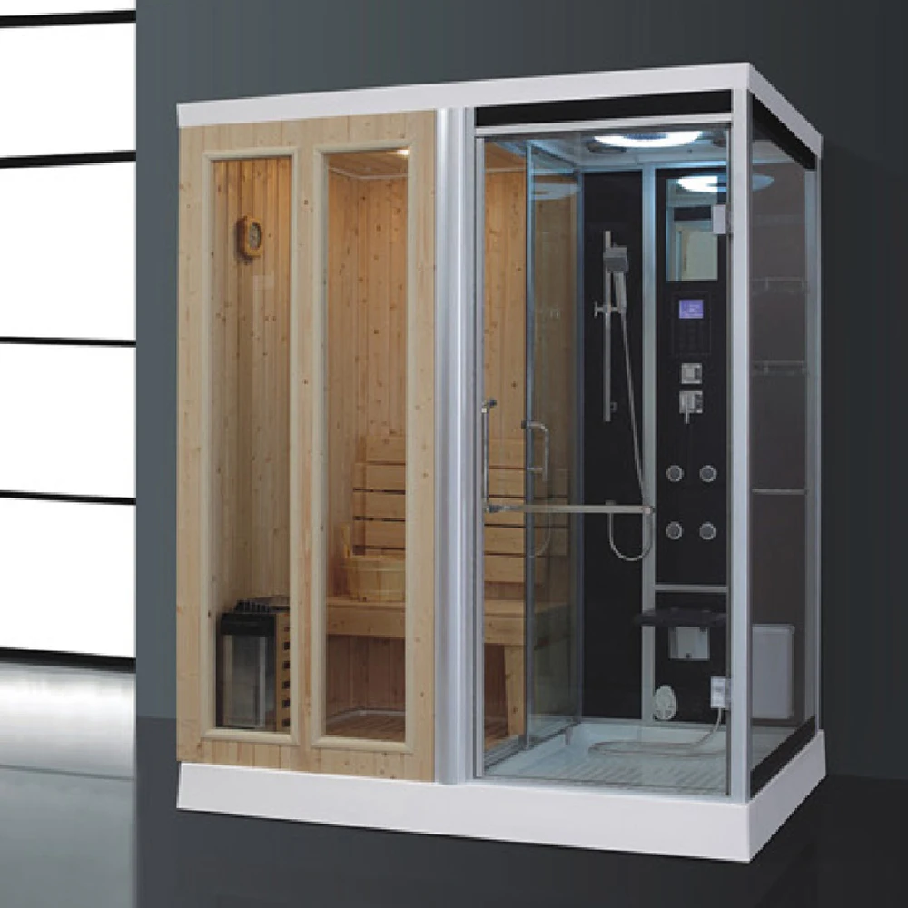 Cheap high quality home family wood made push door sauna and shower combined wet steam sex sauna room