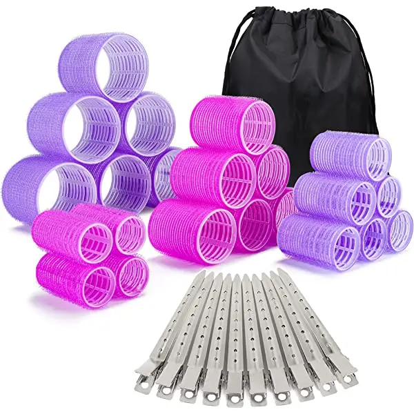 Luma DIY Hairdressing Tools Hair Rollers 33 Pcs Set 22 Self Grip Hair Rollers 10 Duckbill Hair Clips 1 Drawstring Bag
