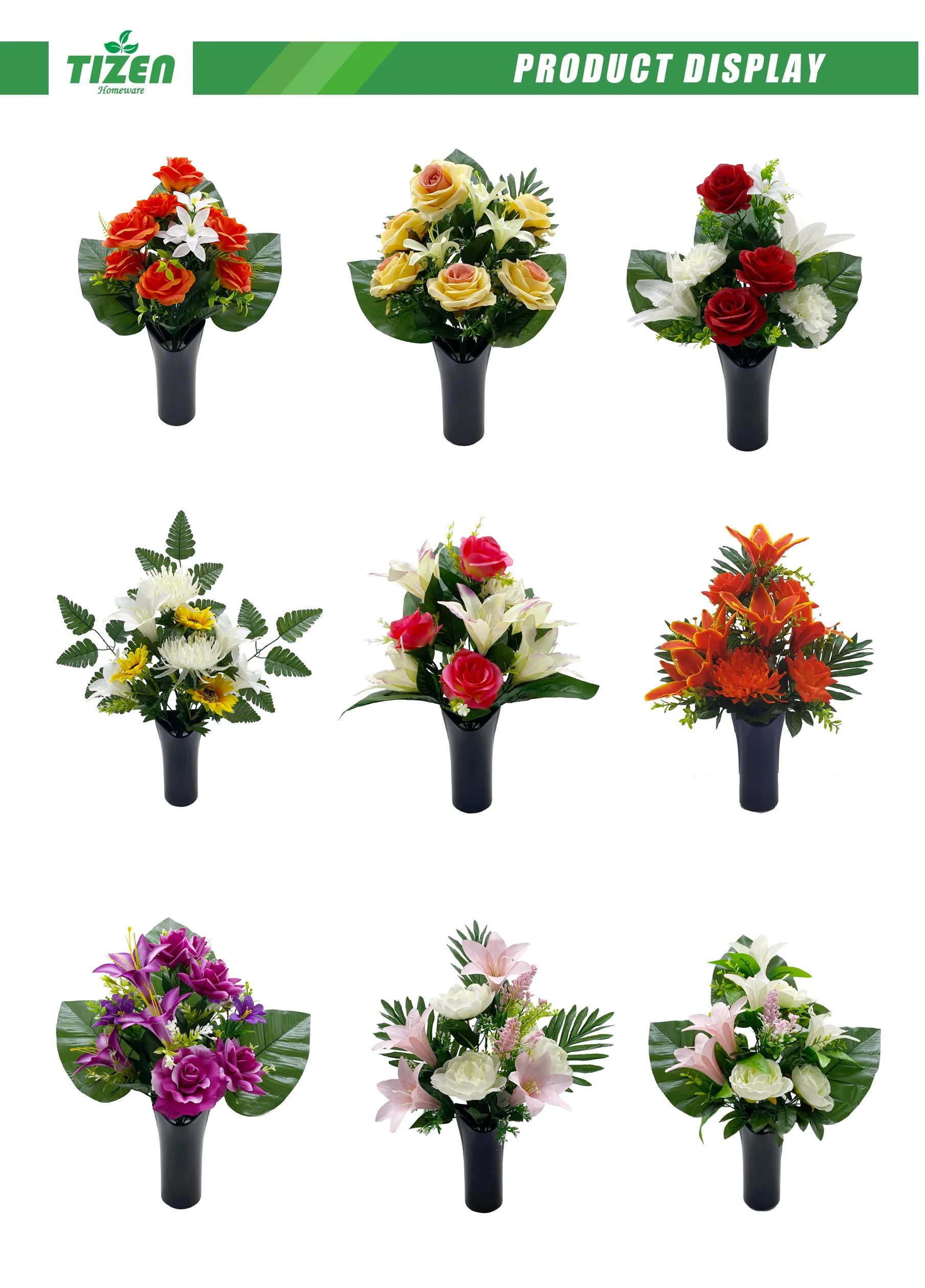 Tizen New Product Real Touch Bul Purple Bunch Artificial Flower Bouquet In Black Pot For Decoration Wedding