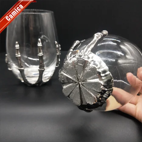Details of the Stemless wine glass with skeleton base