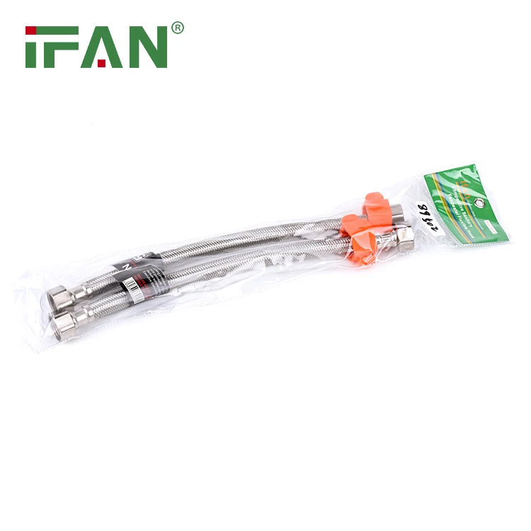 IFAN Stainless Steel Braided Flexible Metal Wire Bathroom Toilet Water Plumbing Hose With 14MM Brass Cap