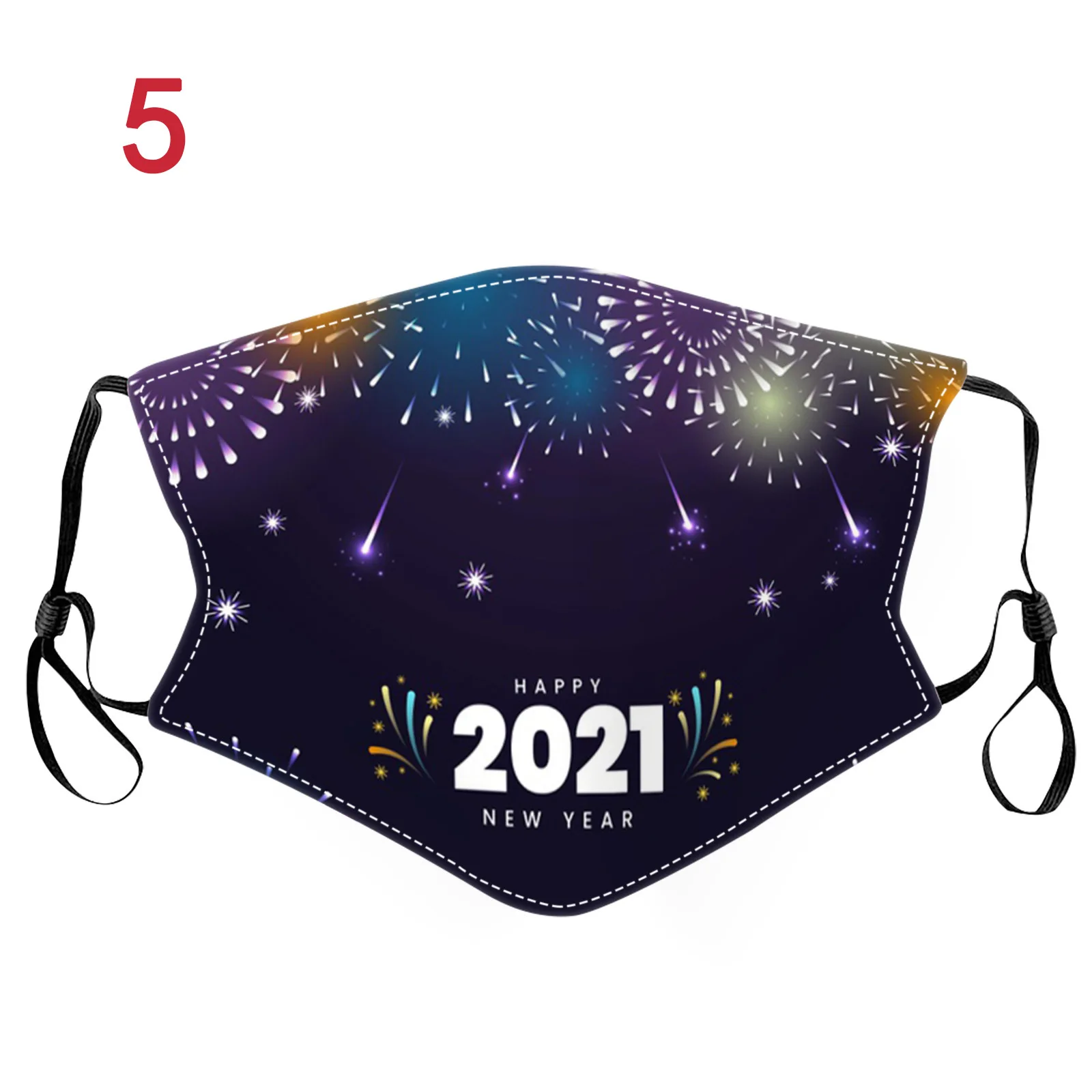 2021 New Year Party Printed Cotton Mask Winter Warm Washable Adult Face Mask