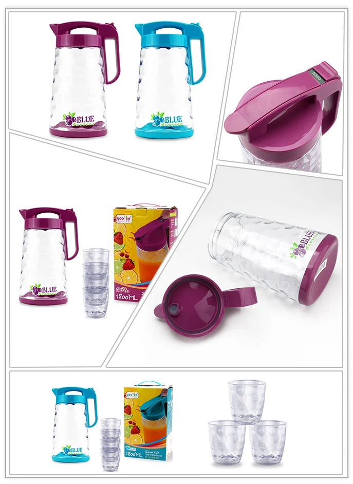 BPA Free High Quality 1.8L Clear Plastic Water Filter Pitcher