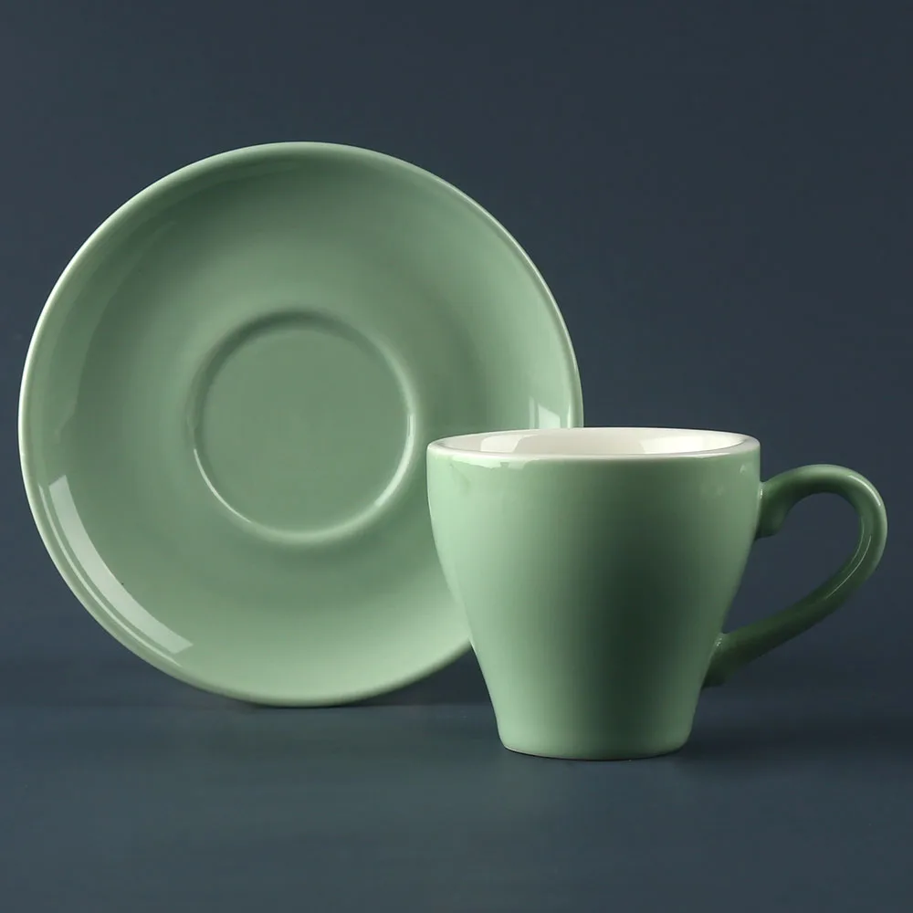 80ml, 180ml, 300ml White Color Glazed Ceramic Porcelain Coffee Tea Cups and Saucers Sets