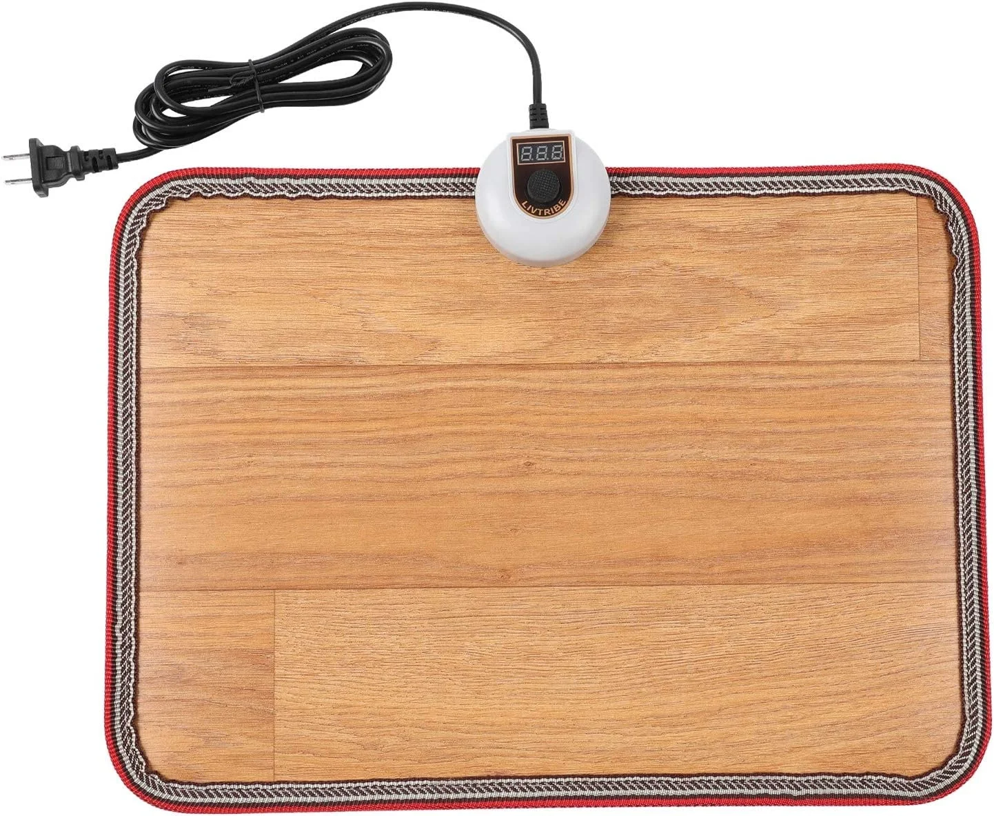AC 110V Heated Floor Mat for Foot, Wood Stripe Carbon Crystal Heating Pad, Electric Heated Foot Warmers for Office, Home