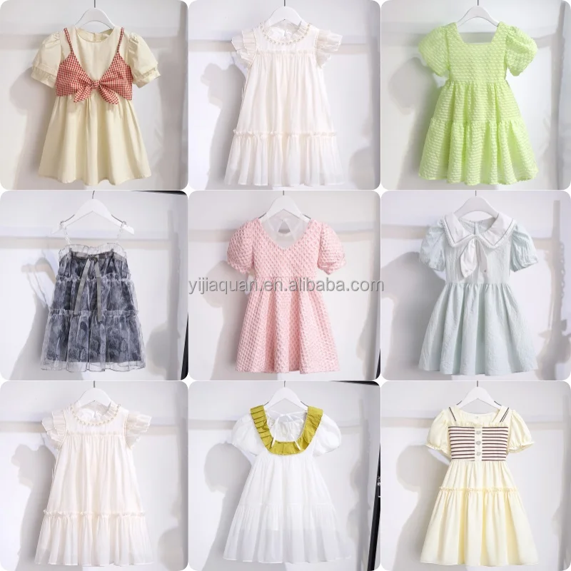 Low price Kids Wear Little Doll Flower Dress Princess Girls Party Dress ages 3 to 15 Summer Casual Ball dress Chiffon