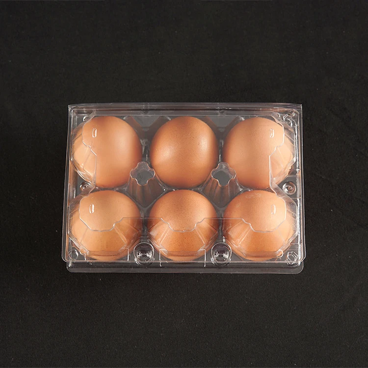 Factory Direct Sales 6 Grid Transparent Plastic Duck Eggs Packaging Tray Kitchen Container Chicken Egg Tray with Cover