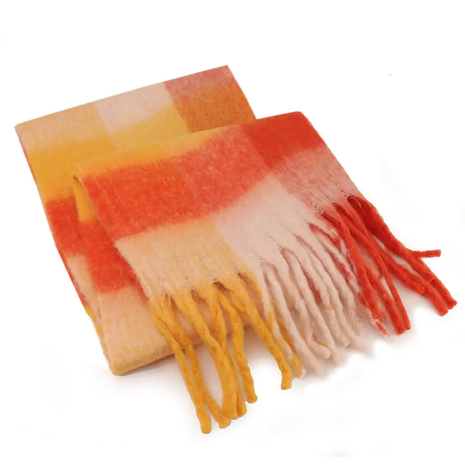 Customize Winter Soft Scarf for Women Fashion Warm Neck Scarves Shawl Ladies Plaid Tassel Scarf
