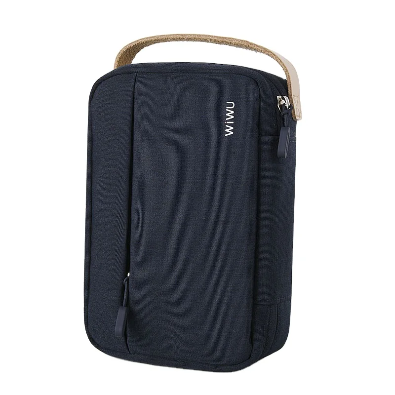Wiwu water resistant Nylon Electronic storage Organizer bag with double layer Travel Gadget Bag for Cables, USB Flash Drive