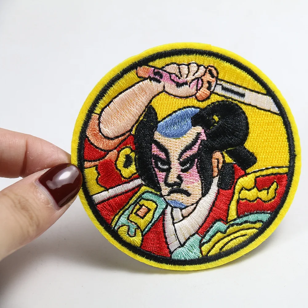 
Wholesale China Manufacture High Quality Samurai Badge Clothes Bag Iron on Sew on Japanese Warrior Patch 