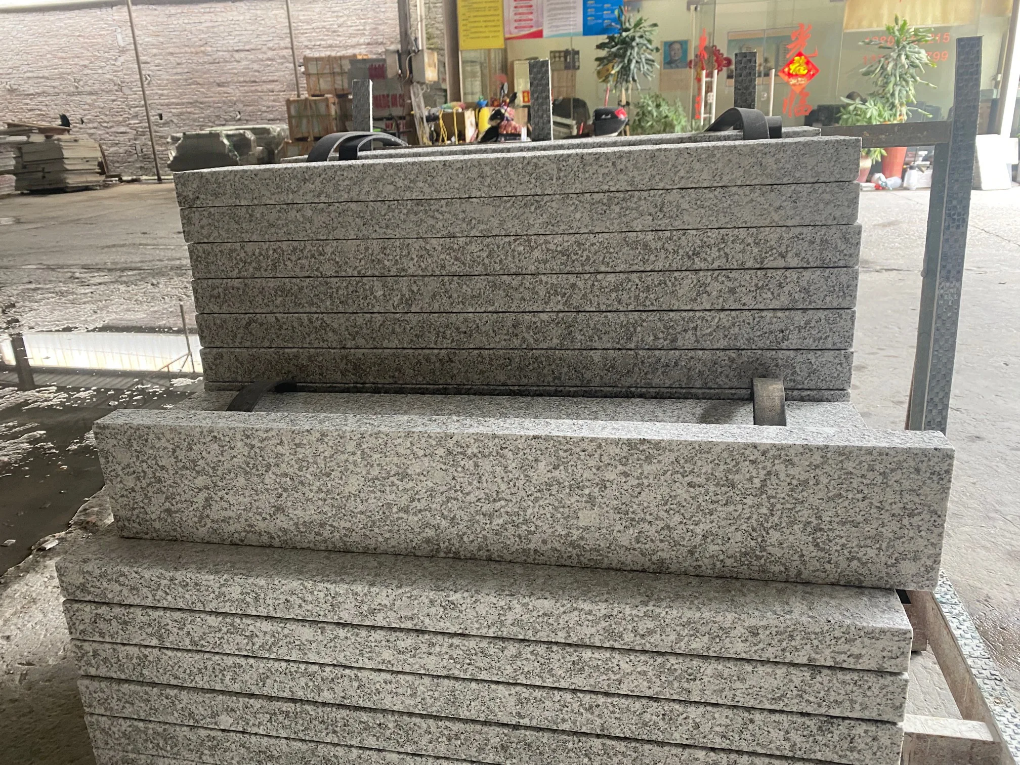 HZX Modern Polished Granite Slab Tiles G603 Grey Flamed Honed Natural Stone Outdoor Kitchen Floors Parks Exterior Decorations