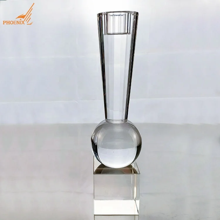 Luxury K9 Unique Modern Square Clear Base Elegant Glass Crystal Taper Candlestick Pillar Holder For Decorations