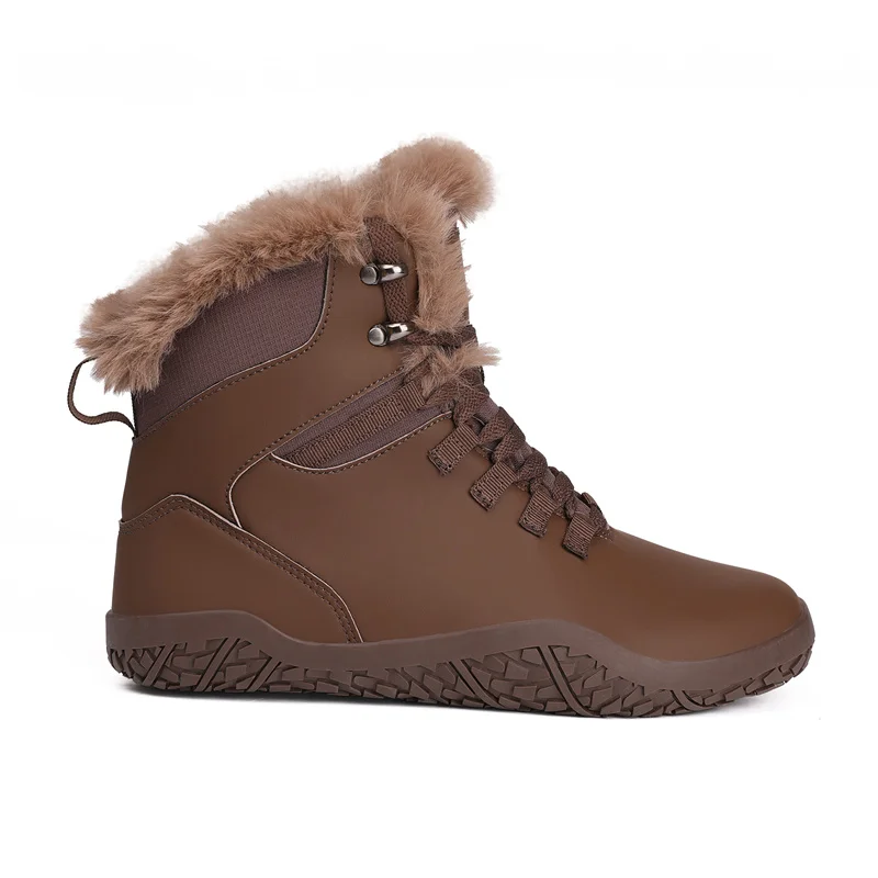 Outdoor High Ankle Training Boots Outdoor Activities Black Synthetic Leather Wide Toe Box Boots Minimalist Barefoot Boots
