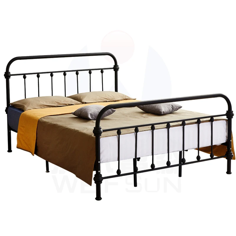 New Design Retro 1.2m 1.5m double bed simple family iron single bed apartment hotel iron frame bed