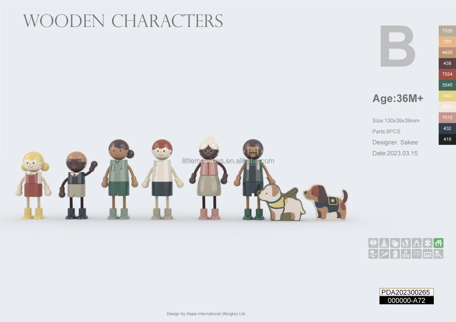 Littleroom Custom Wooden DIY Crafts Wood Doll Home Decor Accessories Decorative DIY Doll Family set for Kids