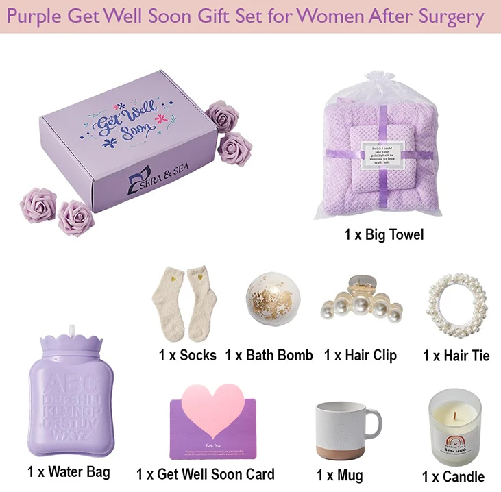 Wholesale new product in 2024 purple blanket card 10-pieces get well soon gift box set for women birthday self care gifts item