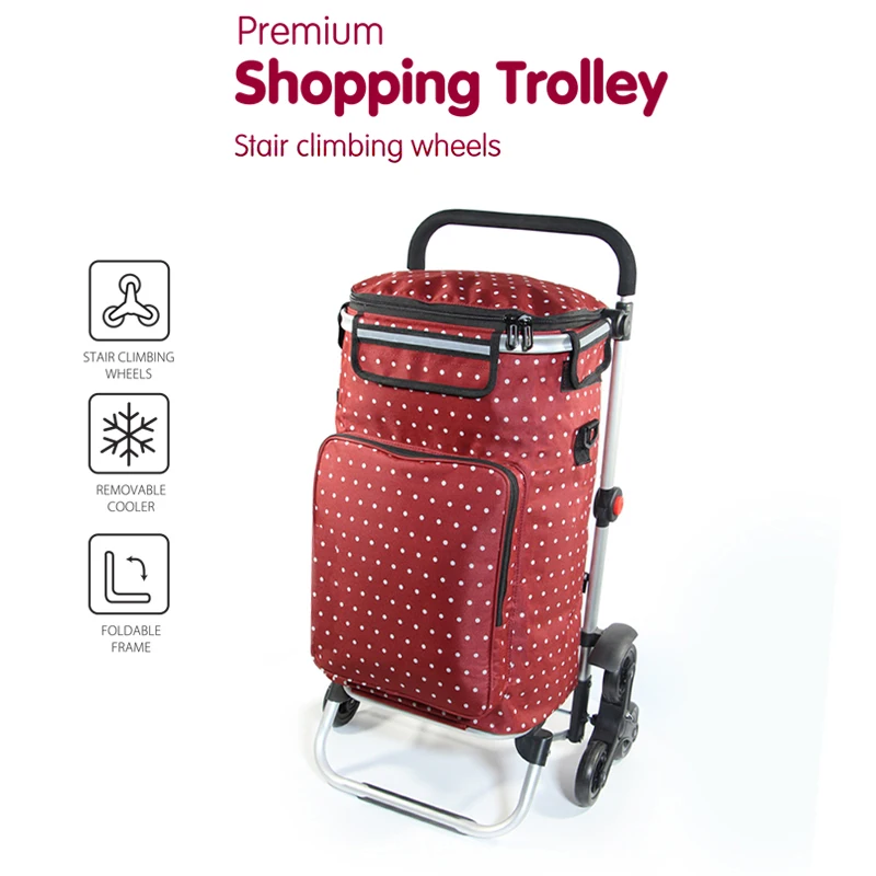 Foldable shopping trolley bag custom portable travel trolley cart luggage supermarket 6 wheels shopping trolleys