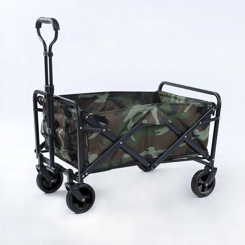 Collapsible Outdoor Utility Wagon Folding Garden Portable Hand Cart camping trolley with All-Terrain Beach Wheels, Ad