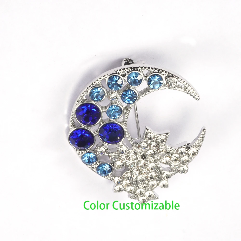 Dongguan Fashion Broches Women Brooch Pins Moon And Star Rhinestone Artificial Jewellery Brooches Wholesale
