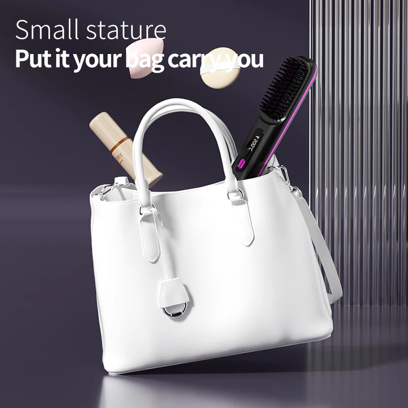 2 Colors Flat Iron Hair Straightener USB LCD Straight Hair Comb Mini Electric Wireless Hair Brush with Box