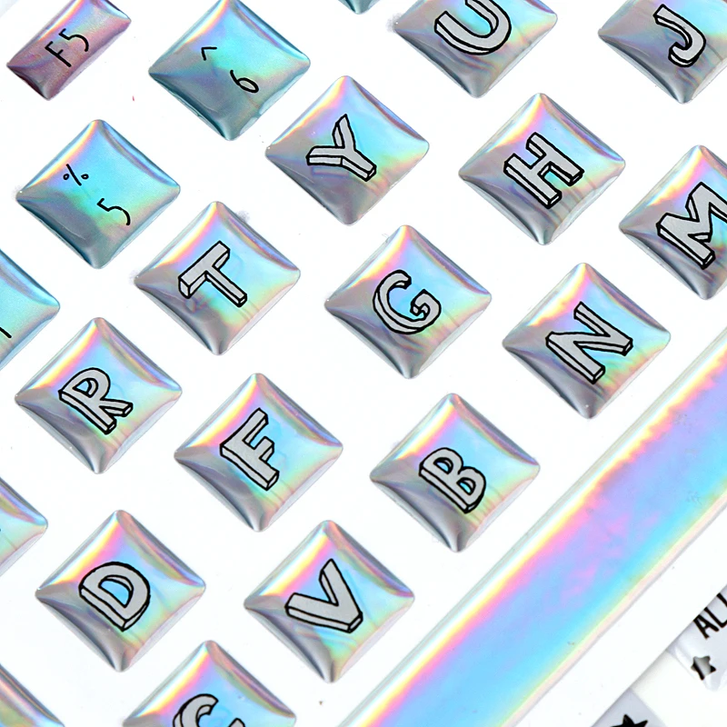 customized logo sheet fluorescent french german keyboard stickers printing for keyboard