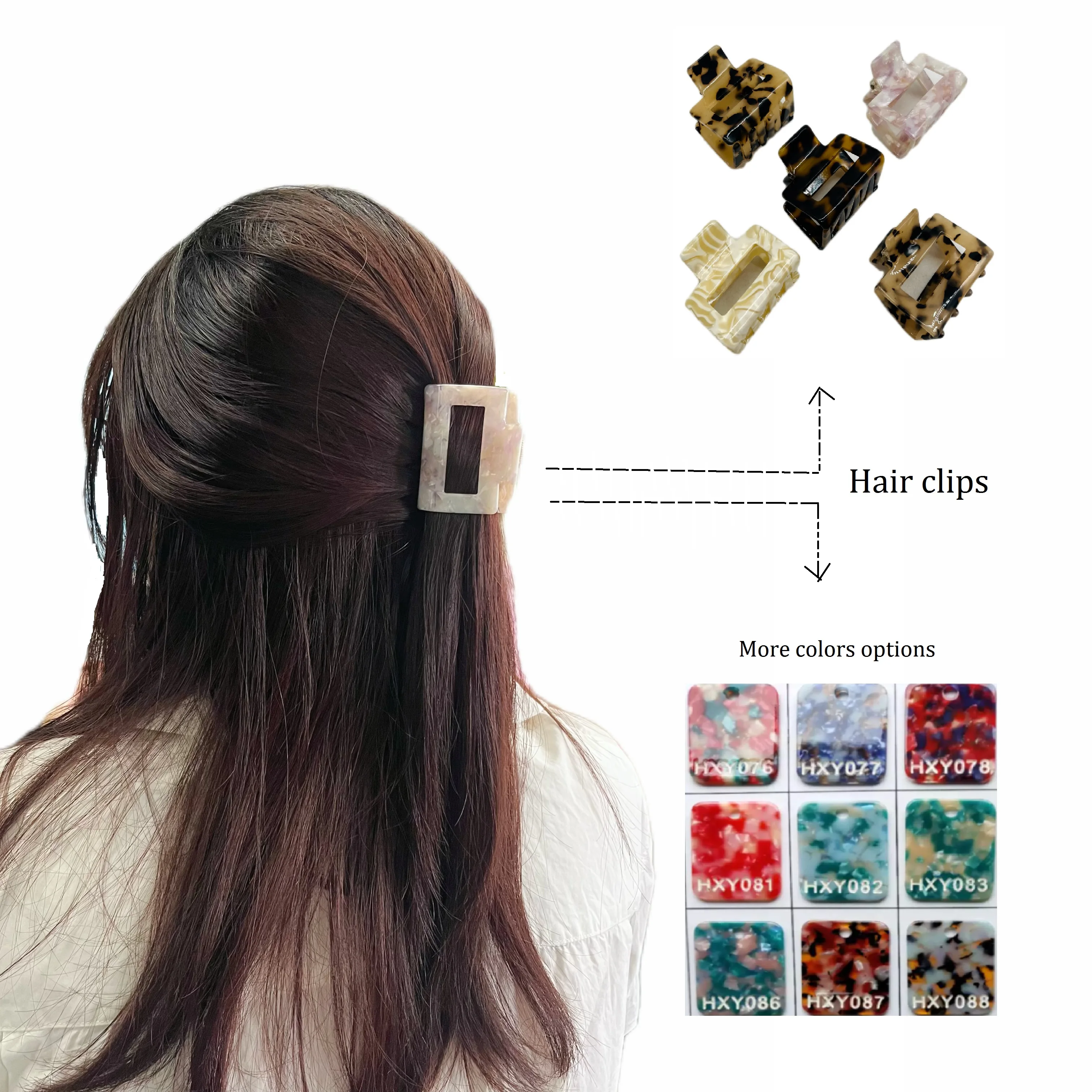 Medium Hair Claws Clips Jaw Clips Acetate Square Hair Banana Barrettes for Women Girls