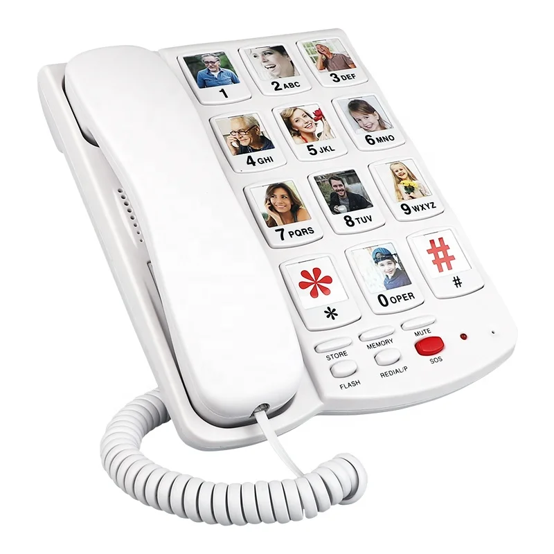 Ebay Best Selling 10 Pictured Photo Buttons Landline phone and Basic Wired Telefone For Visually Impaired Old People Emergency